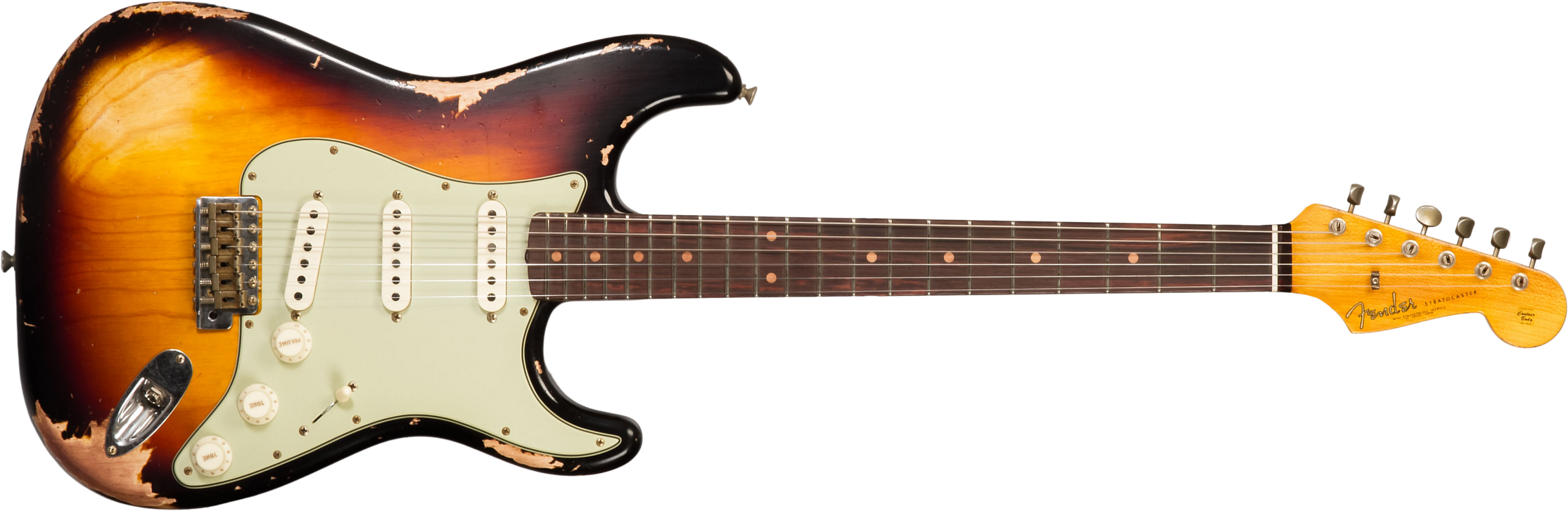 Fender Custom Shop Strat 1962 6s Trem Rw #cz580826 - Heavy Relic 3-color Sunburst - E-Gitarre in Str-Form - Main picture