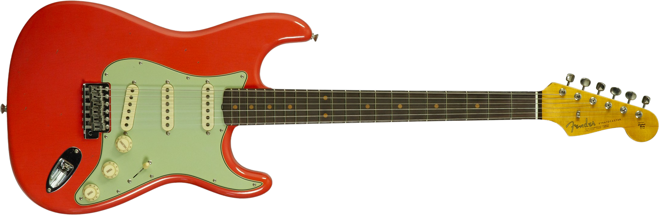 Fender Custom Shop Strat 1962 Poblano 3s Trem Rw #cz584215 - Journeyman Relic Fiesta Red - E-Gitarre in Str-Form - Main picture