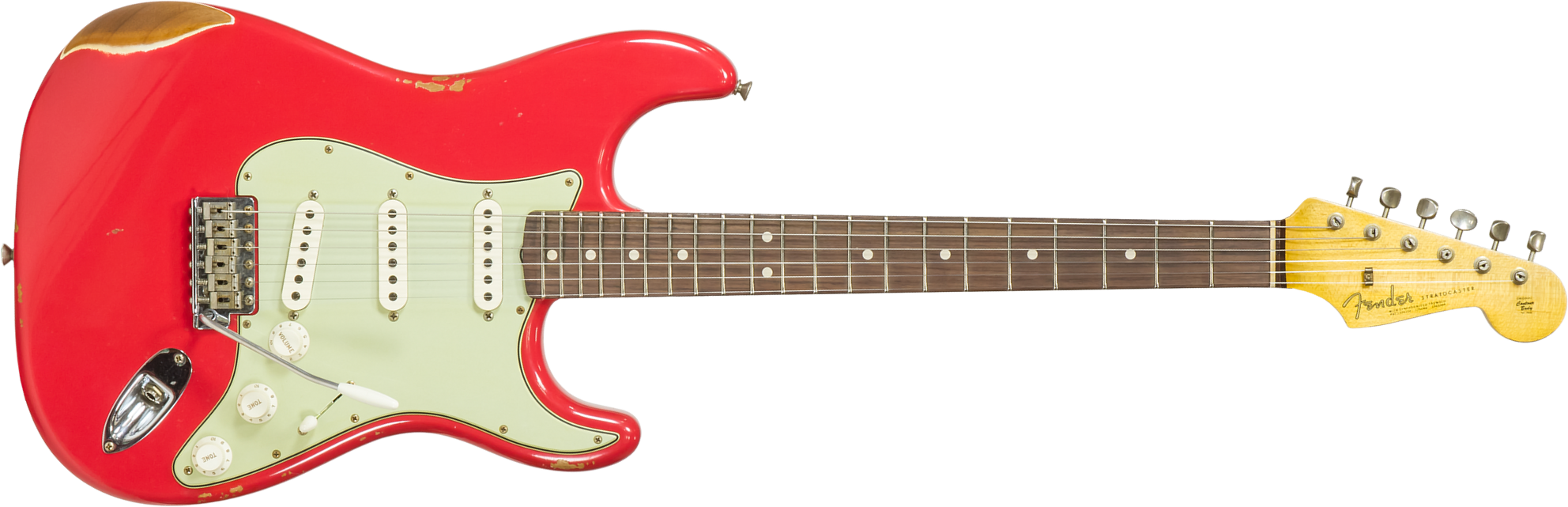 Fender Custom Shop Strat 1963 3s Trem Rw #r117571 - Relic Fiesta Red - E-Gitarre in Str-Form - Main picture