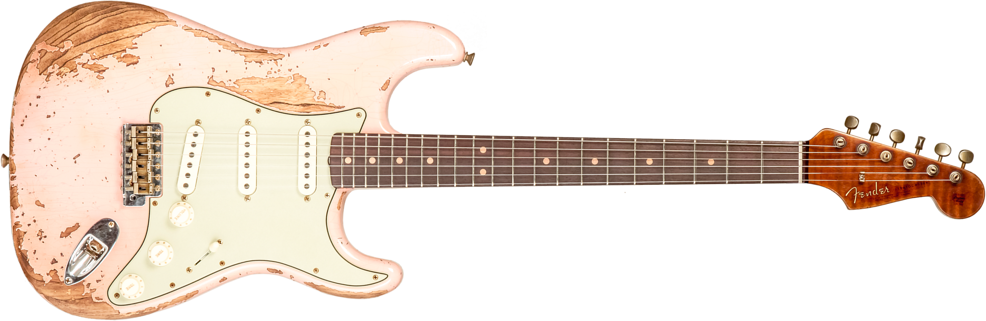 Fender Custom Shop Strat 1963 3s Trem Rw #r136150 - Super Heavy Relic Shell Pink - E-Gitarre in Str-Form - Main picture