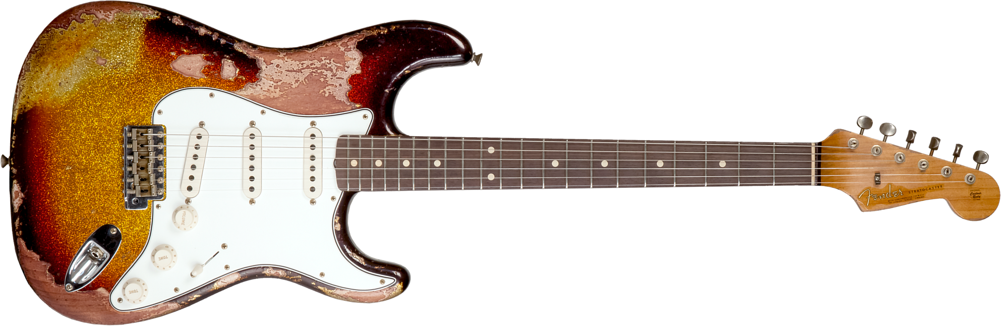 Fender Custom Shop Strat 1963 3s Trem Rw #r141255 - Super Heavy Relic Sparkle 3-color Sunburst - E-Gitarre in Str-Form - Main picture