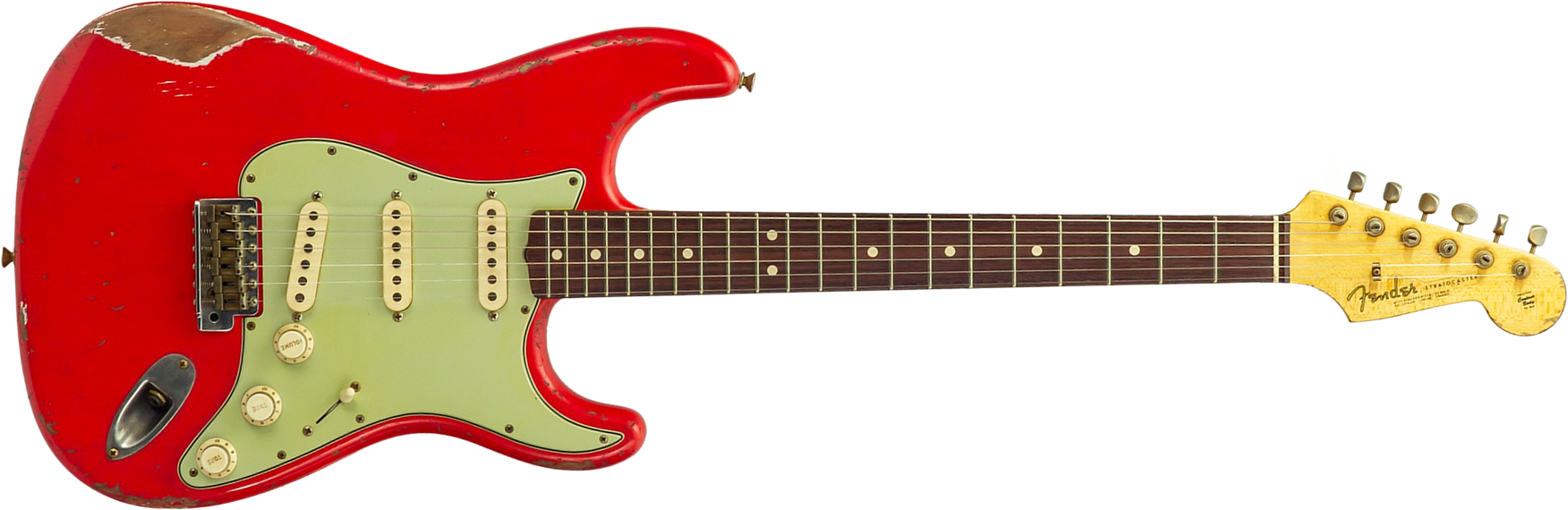 Fender Custom Shop Strat 1963 Mb A.macnutt 3s Trem Rw #r144111 - Relic Fiesta Red - E-Gitarre in Str-Form - Main picture