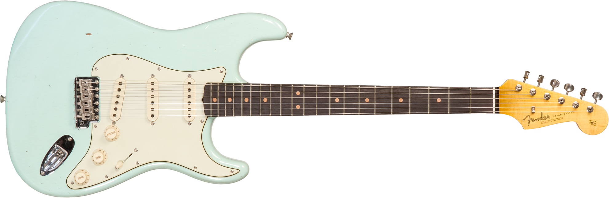 Fender Custom Shop Strat 1964 3s Trem Rw #cz570381 - Journeyman Relic Aged Surf Green - E-Gitarre in Str-Form - Main picture