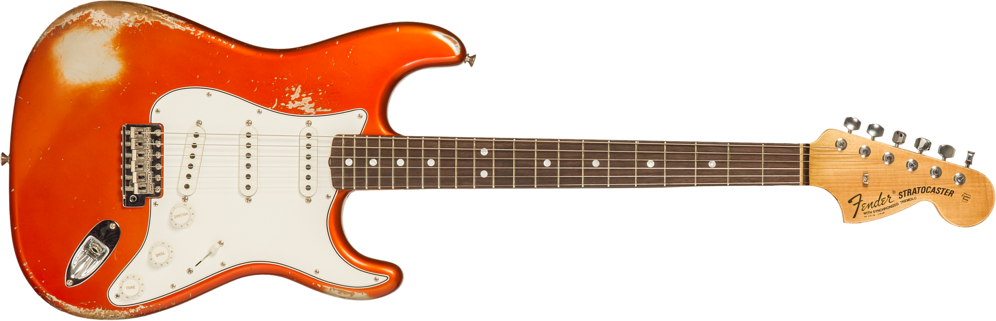 Fender Custom Shop Strat 1969 3s Trem Rw #r132166 - Heavy Relic Candy Tangerine - E-Gitarre in Str-Form - Main picture