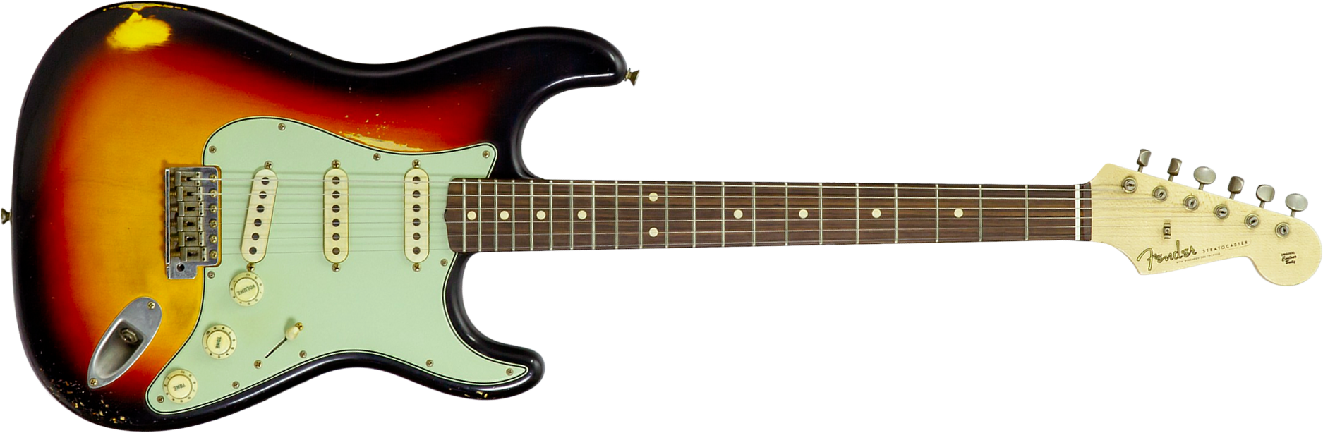 Fender Custom Shop Strat 60s Mb A.hicks 3s Trem Rw #4681 #ah0416 - Relic 3-color Sunburst - E-Gitarre in Str-Form - Main picture