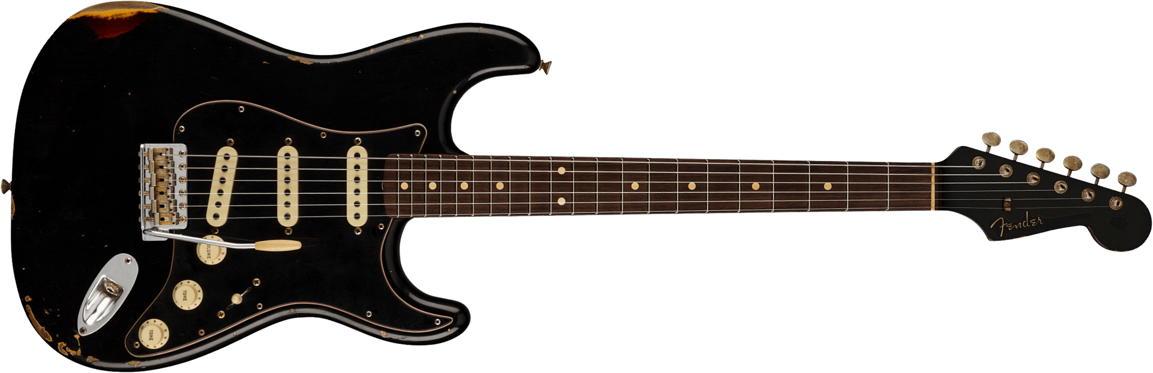 Fender Custom Shop Strat Dual Mag Ii Ltd Usa 3s Trem Rw - Relic Black Over 3-color Sunburst - E-Gitarre in Str-Form - Main picture