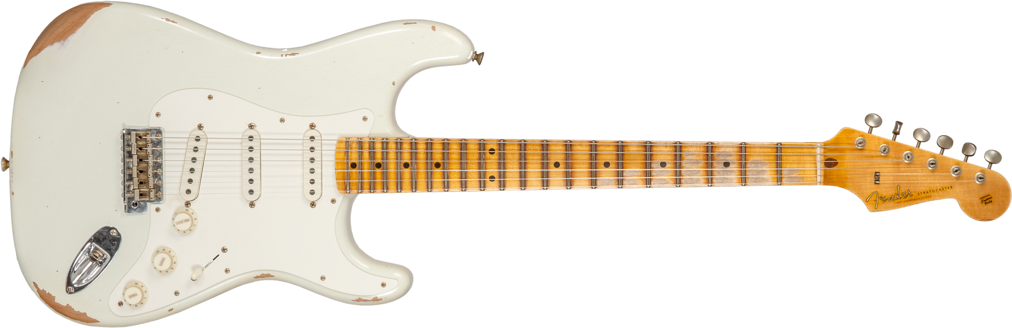 Fender Custom Shop Strat Fat 50's 3s Trem Mn #cz570495 - Relic India Ivory - E-Gitarre in Str-Form - Main picture