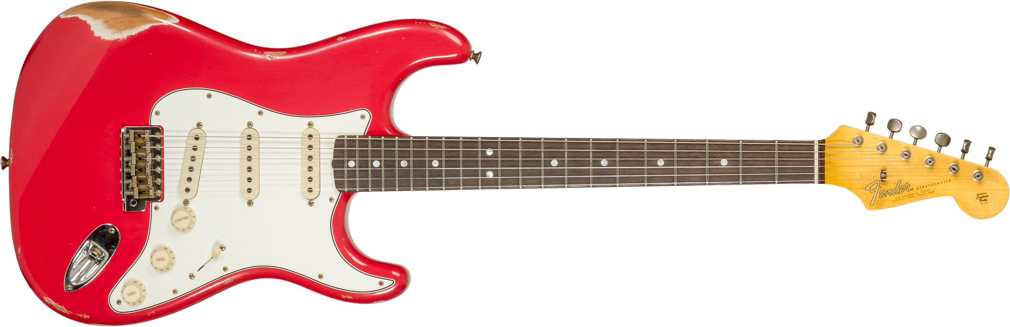 Fender Custom Shop Strat Late 1964 Trem 3s Rw #cz575557 - Relic Aged Fiesta Red - E-Gitarre in Str-Form - Main picture