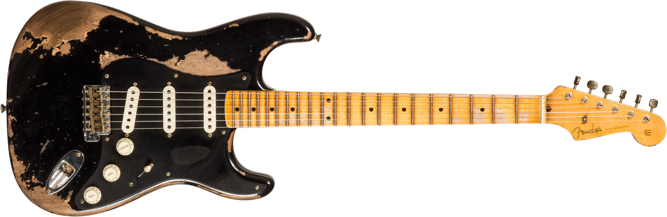 Fender Custom Shop Strat Poblano 3s Trem Mn #cz579424 - Super Heavy Relic Black - E-Gitarre in Str-Form - Main picture