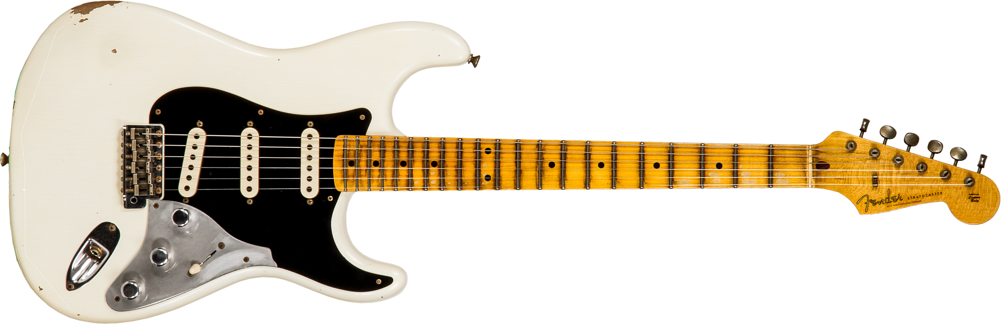 Fender Custom Shop Strat Poblano Ii 3s Trem Mn #cz555378 - Relic Olympic White - E-Gitarre in Str-Form - Main picture