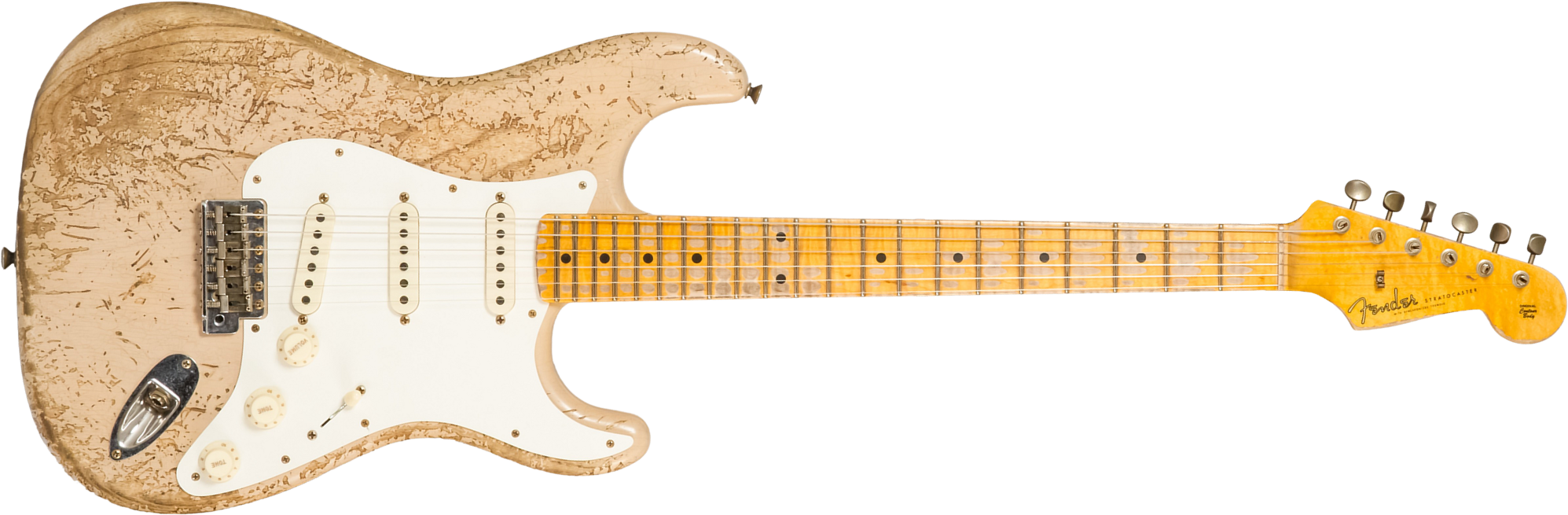 Fender Custom Shop Strat Red Hot 3s Trem #cz584115 - Super Heavy Relic White Blonde - E-Gitarre in Str-Form - Main picture