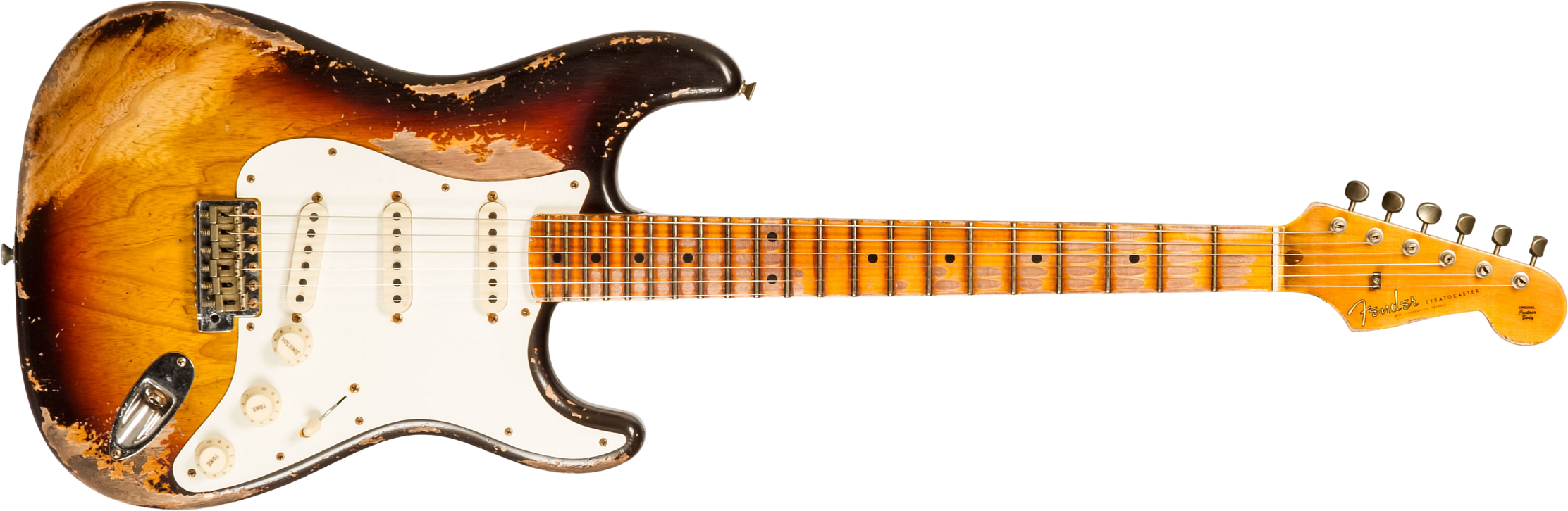 Fender Custom Shop Strat Red Hot 3s Trem Mn #cz580650 - Super Heavy Relic Chocolate 3-color Sunburst - E-Gitarre in Str-Form - Main picture
