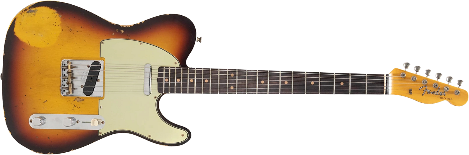 Fender Custom Shop Tele 1960 2s Ht Rw - Heavy Relic Chocolate 3-color Sunburst - E-Gitarre in Teleform - Main picture