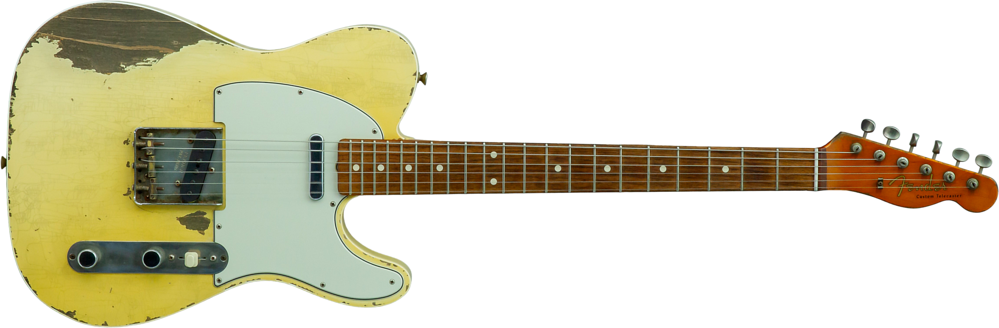 Fender Custom Shop Tele 1960 Custom Mb D.wilson 2s Ht Rw #cz547696 - Heavy Relic Aged Vintage White - E-Gitarre in Teleform - Main picture
