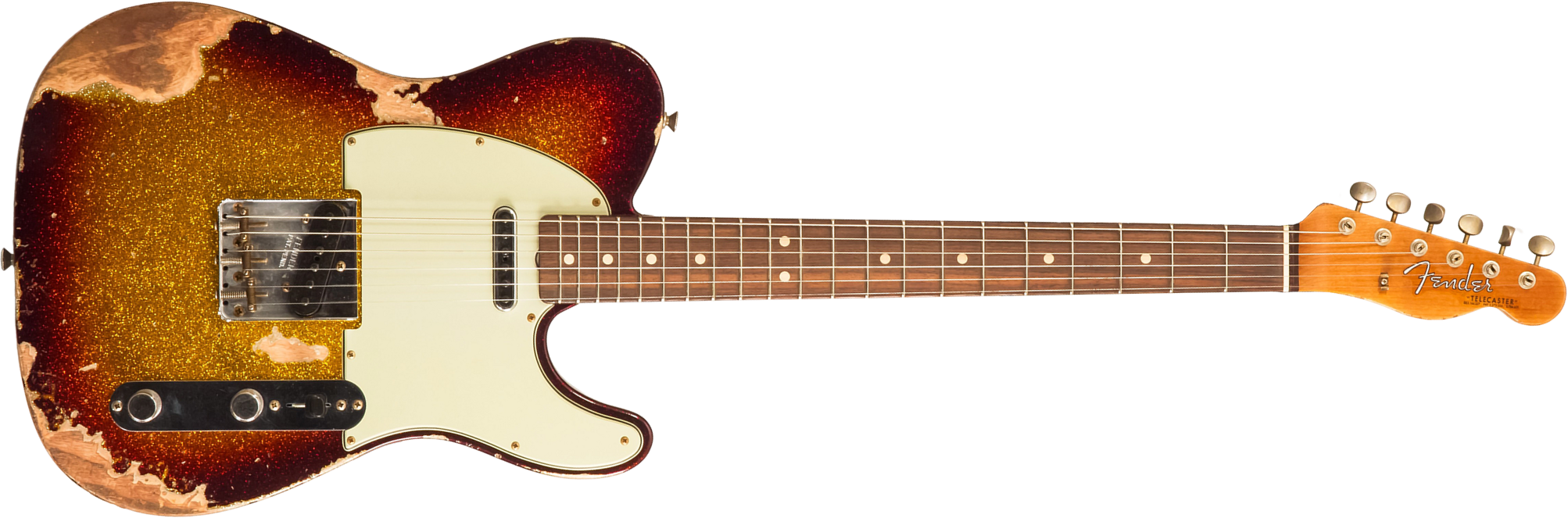 Fender Custom Shop Tele 1963 2s Ht Rw #r141275 - Heavy Relic Sparkle 3-color Sunburst - E-Gitarre in Teleform - Main picture