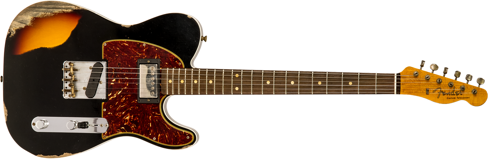 Fender Custom Shop Tele Custom 1960 Sh Ltd Hs Ht Rw #cz549784 - Heavy Relic Black Over 3-color Sunburst - E-Gitarre in Teleform - Main picture