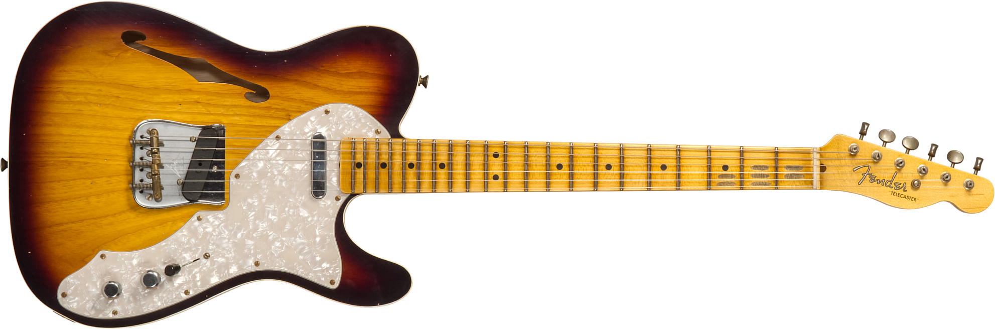 Fender Custom Shop Tele Thinline 50s Mn #cz574212 - Journeyman Relic Aged 2-color Sunburst - E-Gitarre in Teleform - Main picture