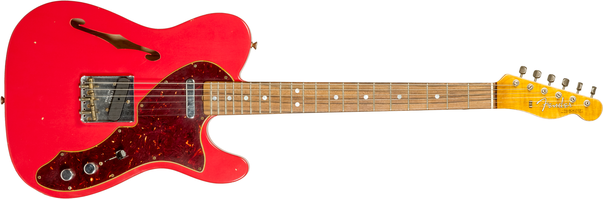 Fender Custom Shop Tele Thinline '60s Ltd 2s Ht Rw #cz544990 - Journeyman Relic Fiesta Red - Semi-Hollow E-Gitarre - Main picture