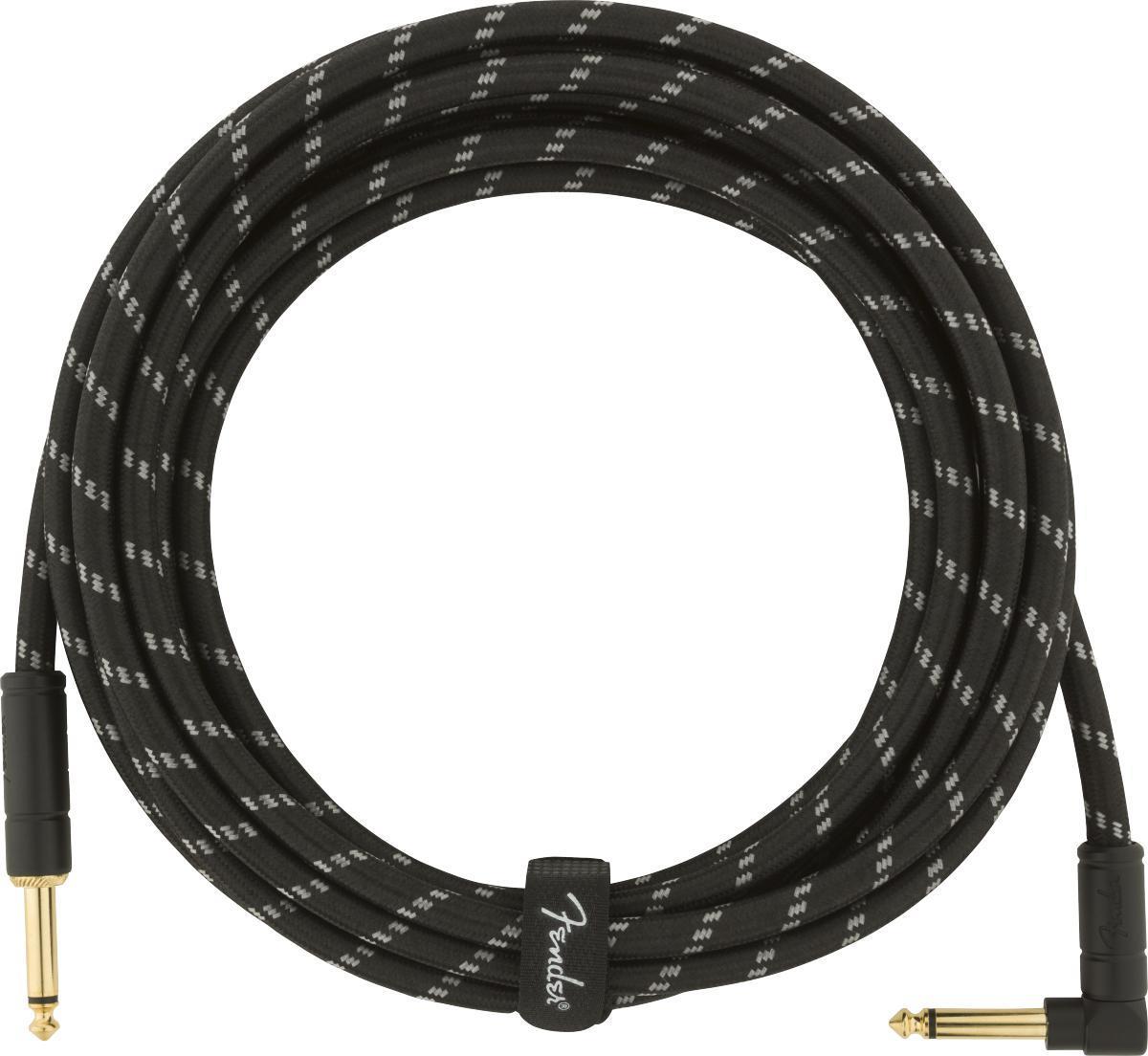 Kabel Fender Deluxe Instrument Cable, 15ft, Straight/Angle - Black Tweed