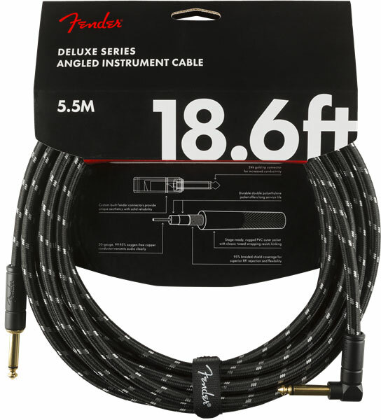 Fender Deluxe Instrument Cable Droit/coude 18.6ft Black Tweed - Kabel - Main picture