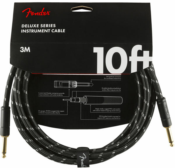 Fender Deluxe Instrument Cable Droit/droit 10ft Black Tweed - Kabel - Main picture