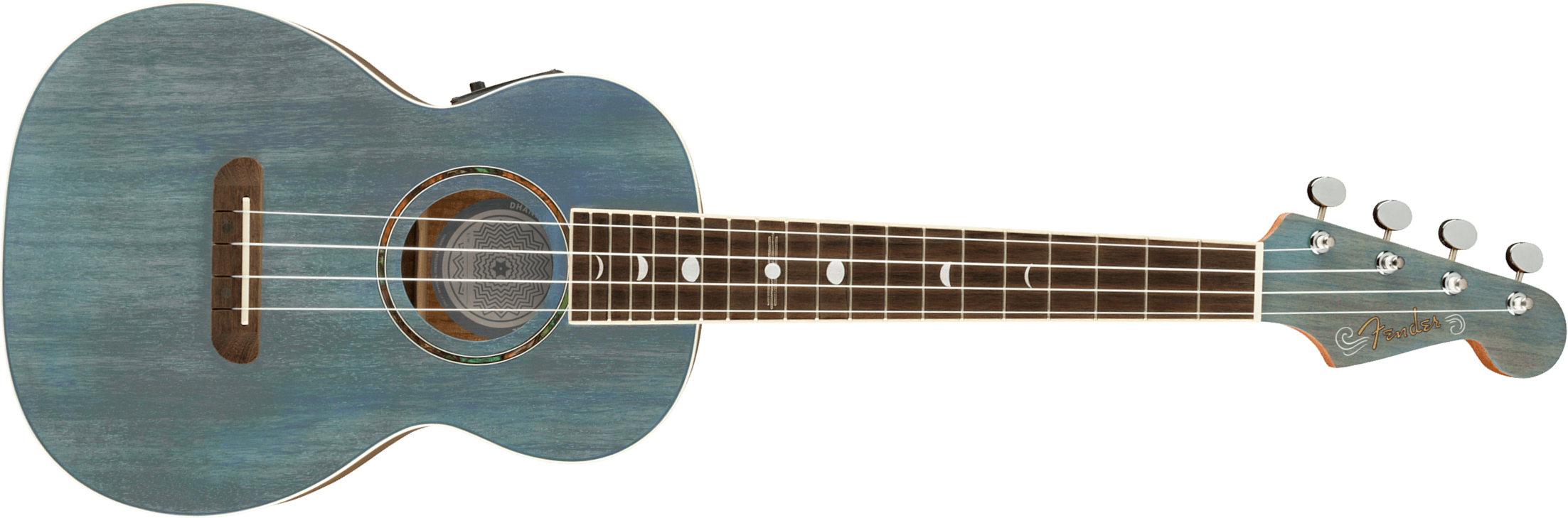 Fender Dhani Harrison Uke Signature Tenor Tout Ovangkol Noy +housse - Turquoise - Ukulele - Main picture