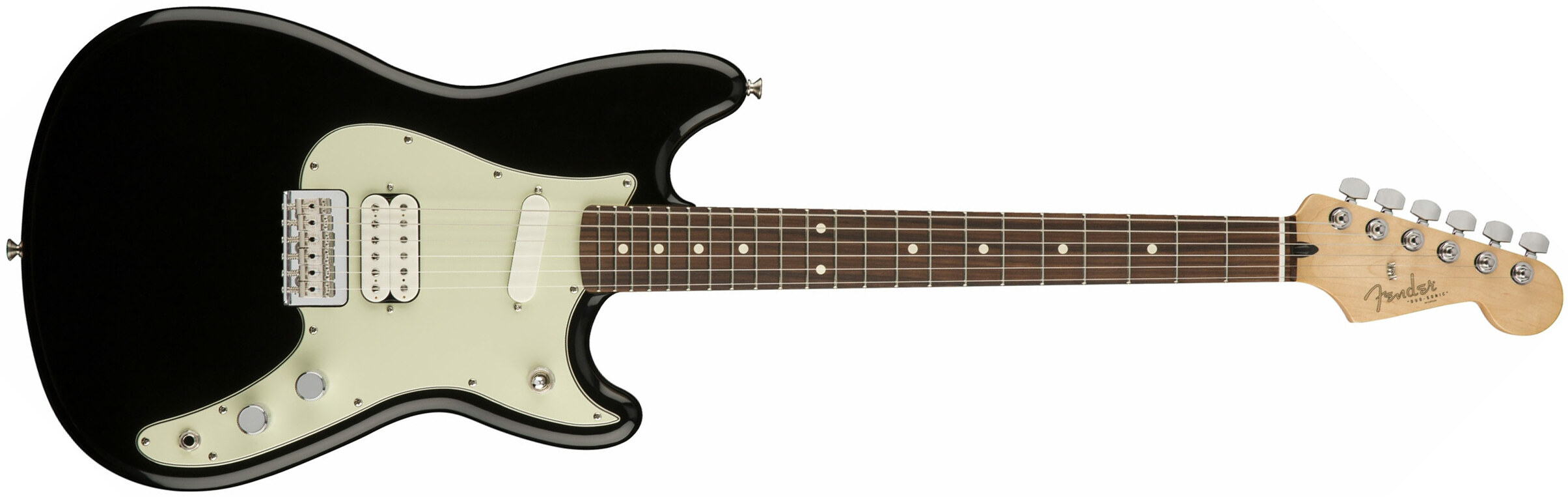 Fender Duo-sonic Hs Offset Mex Pf Diapason Court - Black - Retro-Rock-E-Gitarre - Main picture