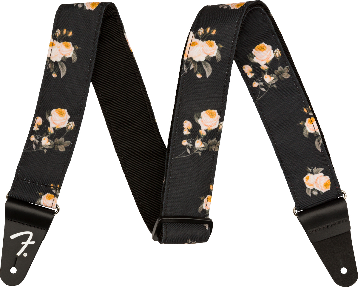 Fender Floral 2.inc Guitar Strap Black - Gitarrengurt - Main picture