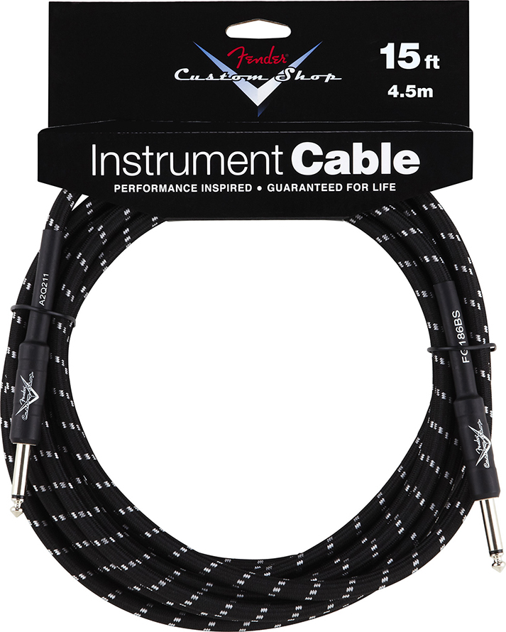 Fender Instrument Cable Custom Shop Performance Jacks Droit 15ft . 4.5m Black Tweed - Kabel - Main picture
