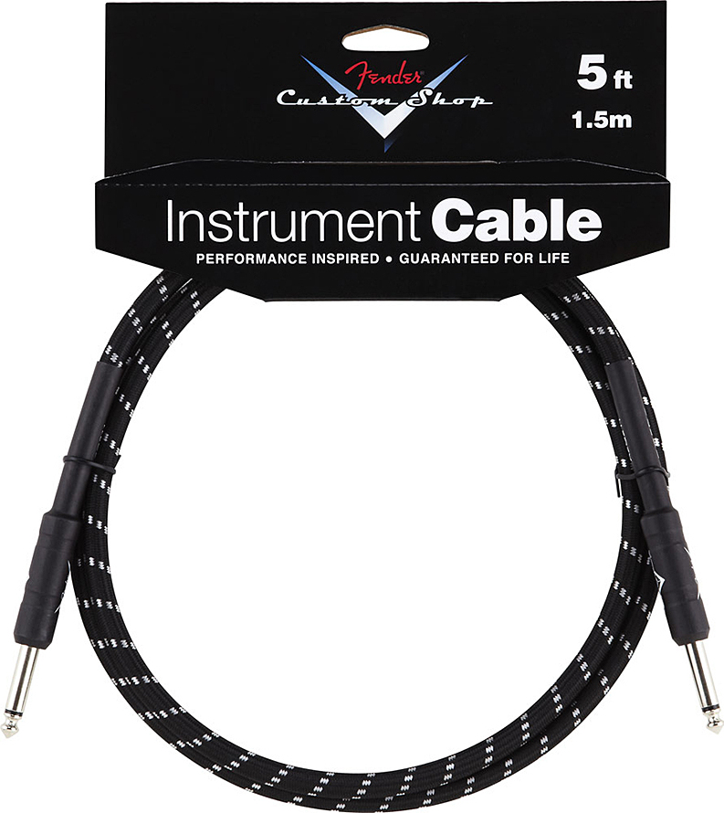 Fender Instrument Cable Custom Shop Performance Jacks Droit 5ft . 1.5m Black Tweed - Kabel - Main picture