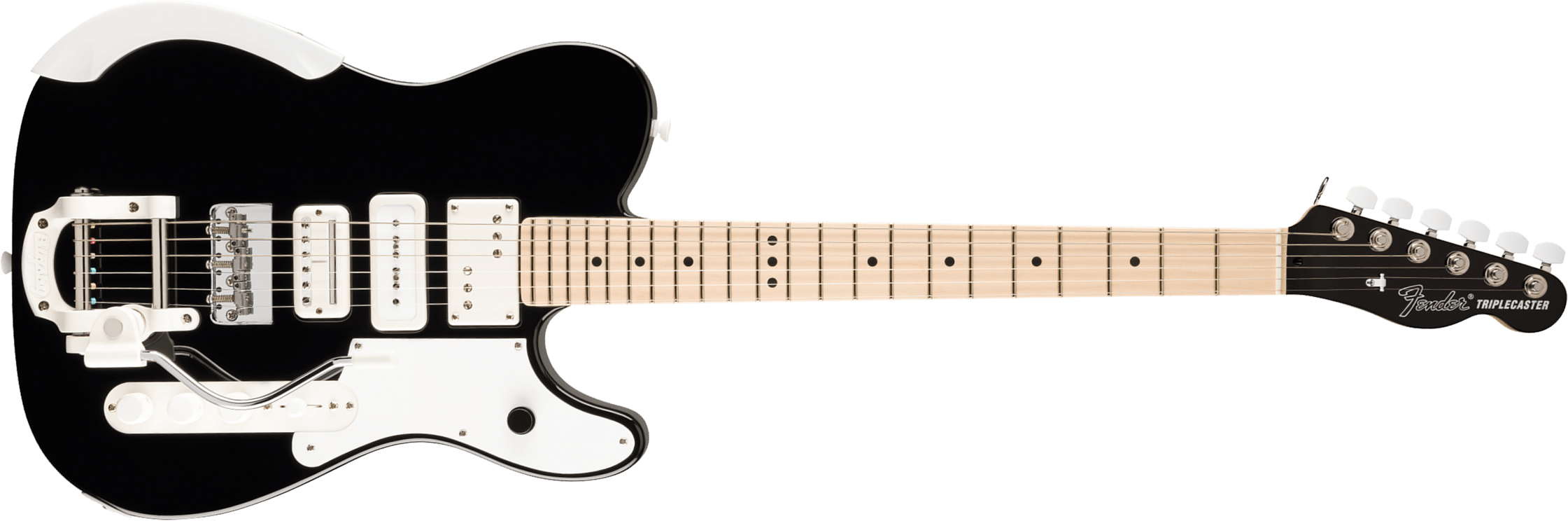 Fender Jack White Tele Triplecaster Usa Signature Hsh Trem Mn - Black - Signature-E-Gitarre - Main picture