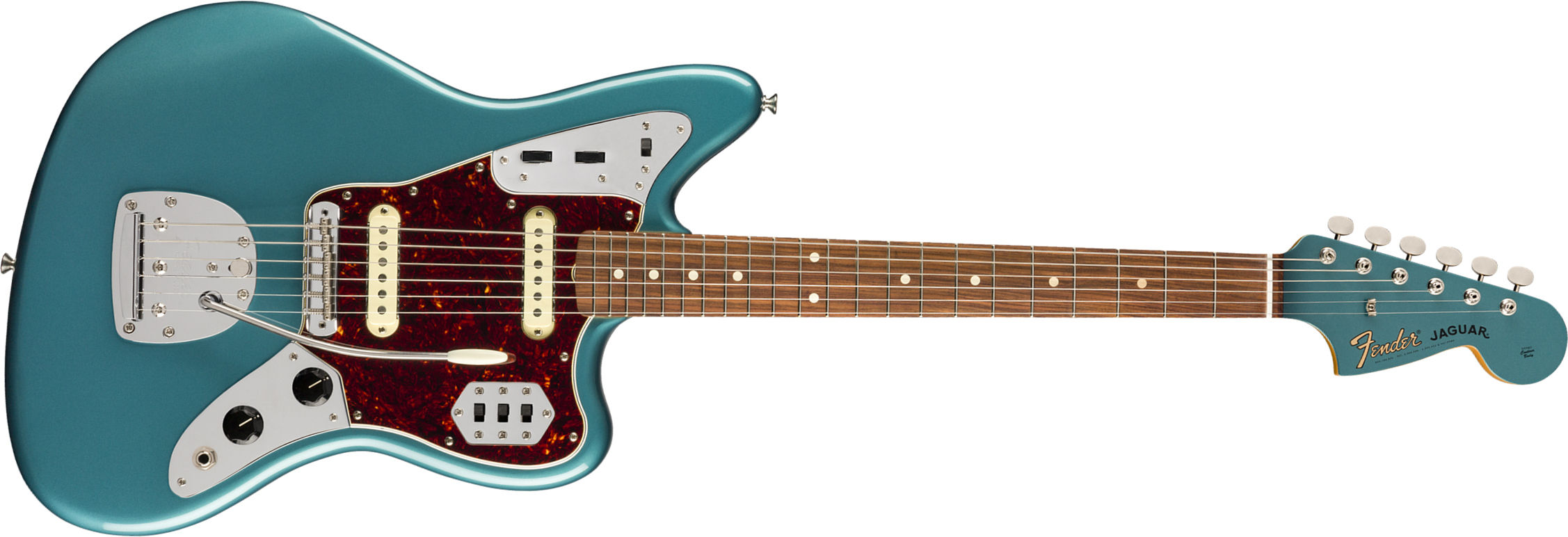 Fender Jaguar 60s Vintera Vintage Mex Pf - Ocean Turquoise - Retro-Rock-E-Gitarre - Main picture