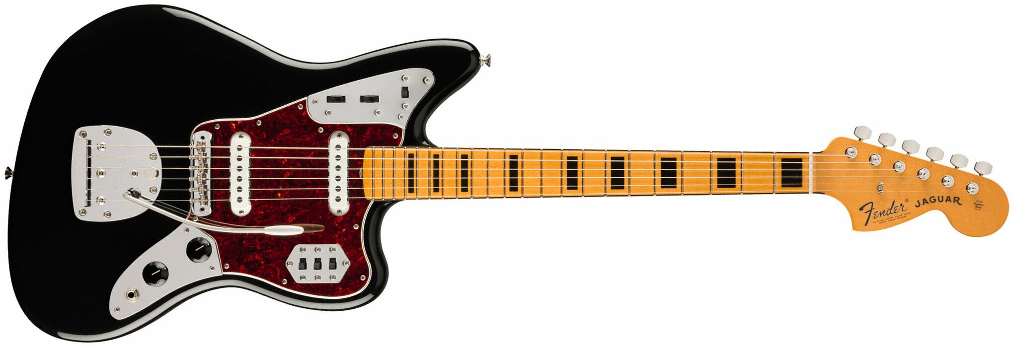 Fender Jaguar 70s Vintera 2 Mex 2s Trem Mn - Black - Retro-Rock-E-Gitarre - Main picture