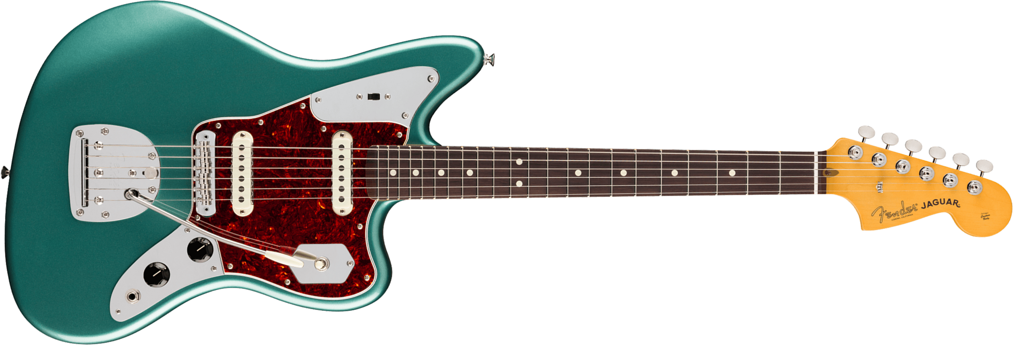 Fender Jaguar Classic American Pro Usa Shsc 2s Trem Rw - Faded Sherwood Green Metallic - Retro-Rock-E-Gitarre - Main picture