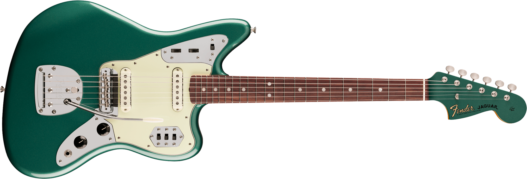 Fender Jaguar Mid 60s Vintera 3 Shsc Mex 2s Trem Rw - Sherwood Green Metallic - Retro-Rock-E-Gitarre - Main picture