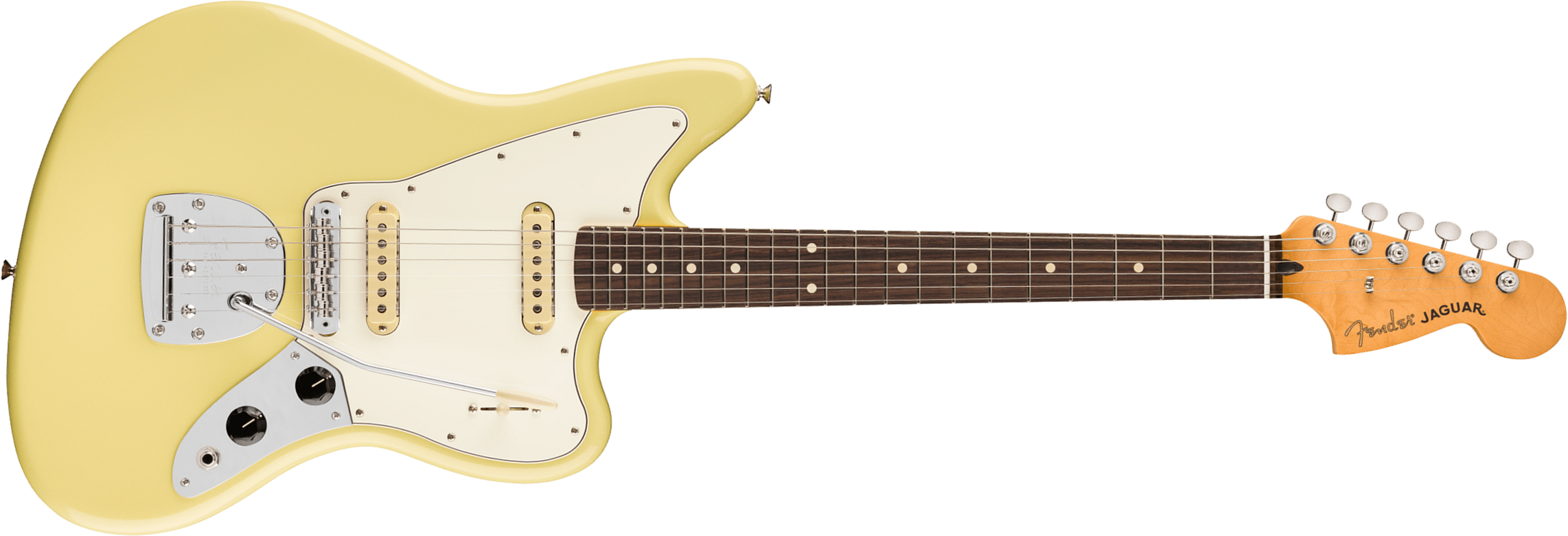 Fender Jaguar Player Ii Mex 2s Trem Rw - Hialeah Yellow - Retro-Rock-E-Gitarre - Main picture
