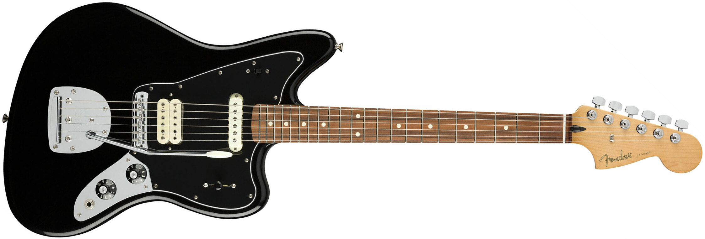 Fender Jaguar Player Mex Hs Pf - Black - Retro-Rock-E-Gitarre - Main picture