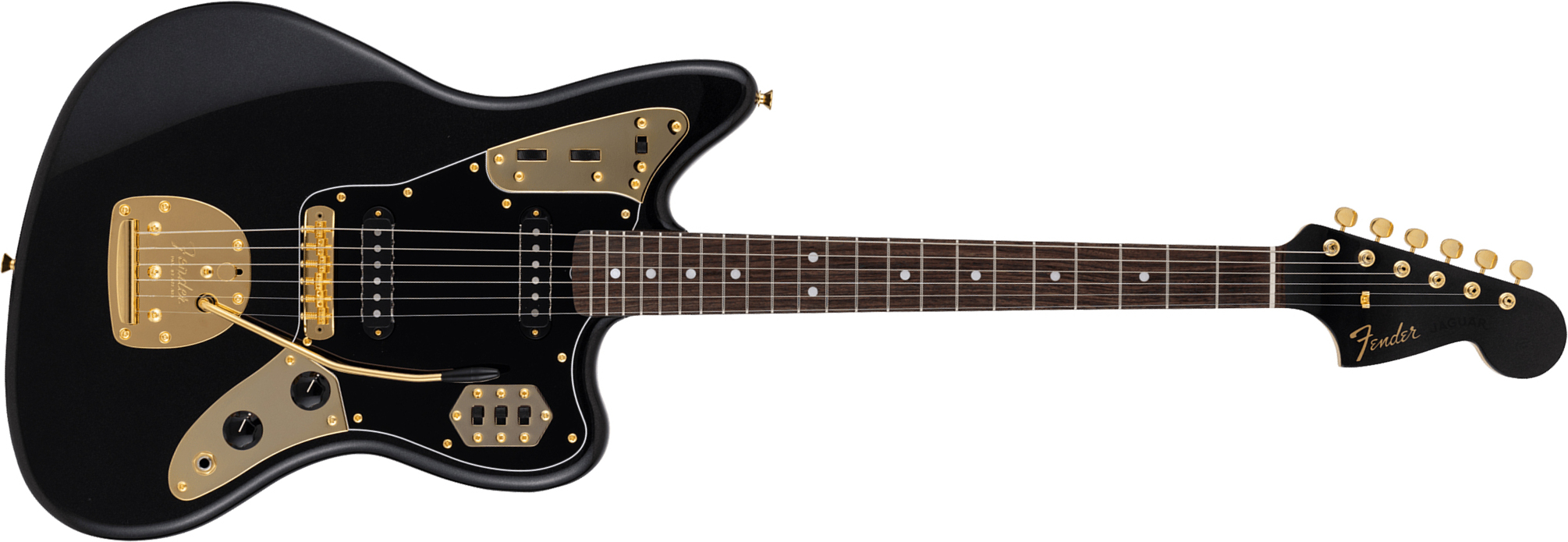 Fender Jaguar Traditional 60s Mij Ltd Jap Shsc 2s Trem Rw - Black Pearl - Retro-Rock-E-Gitarre - Main picture