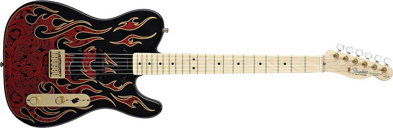 Fender James Burton Tele Artist Usa Signature Mn - Red Paisley Flames - E-Gitarre in Teleform - Main picture