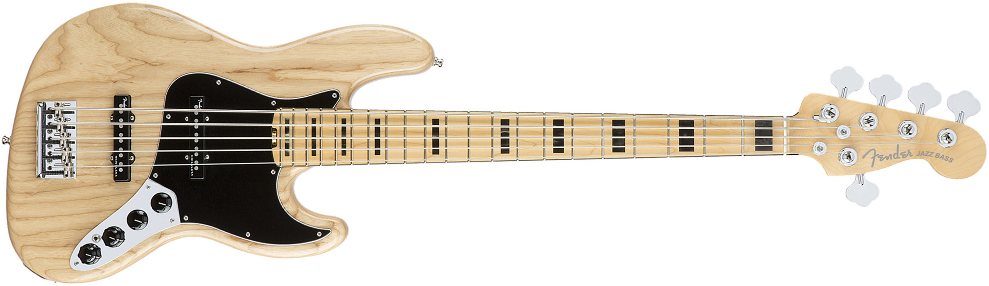 Fender Jazz Bass American Elite V Ash 5 Cordes 2016 (usa, Mn) - Natural - Solidbody E-bass - Main picture