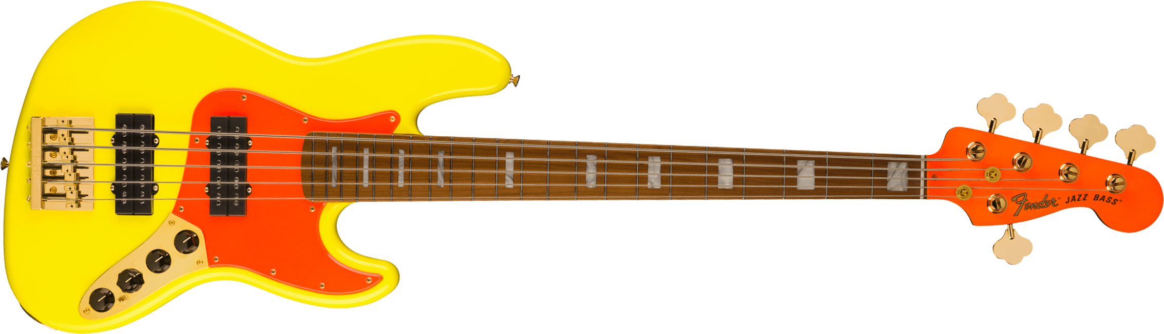 Fender Jazz Bass Mononeon V Mex Signature 5c Active Mn - Neon Yellow - Solidbody E-bass - Main picture