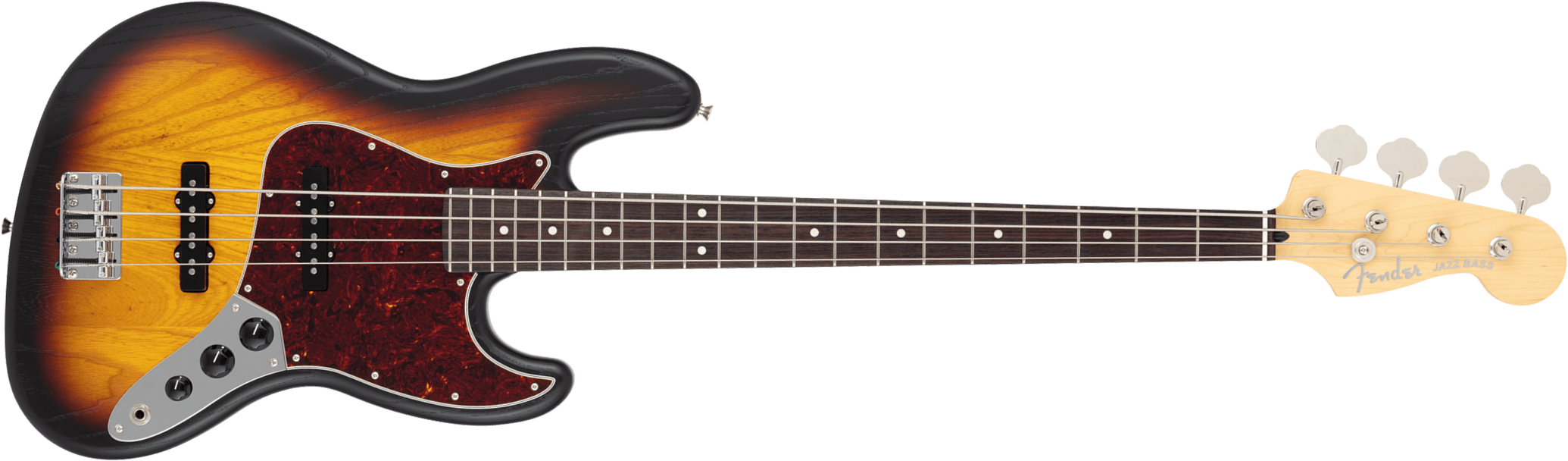 Fender Jazz Bass Raw Ash Mij Jap Rw - 3-color Sunburst Satin - Solidbody E-bass - Main picture