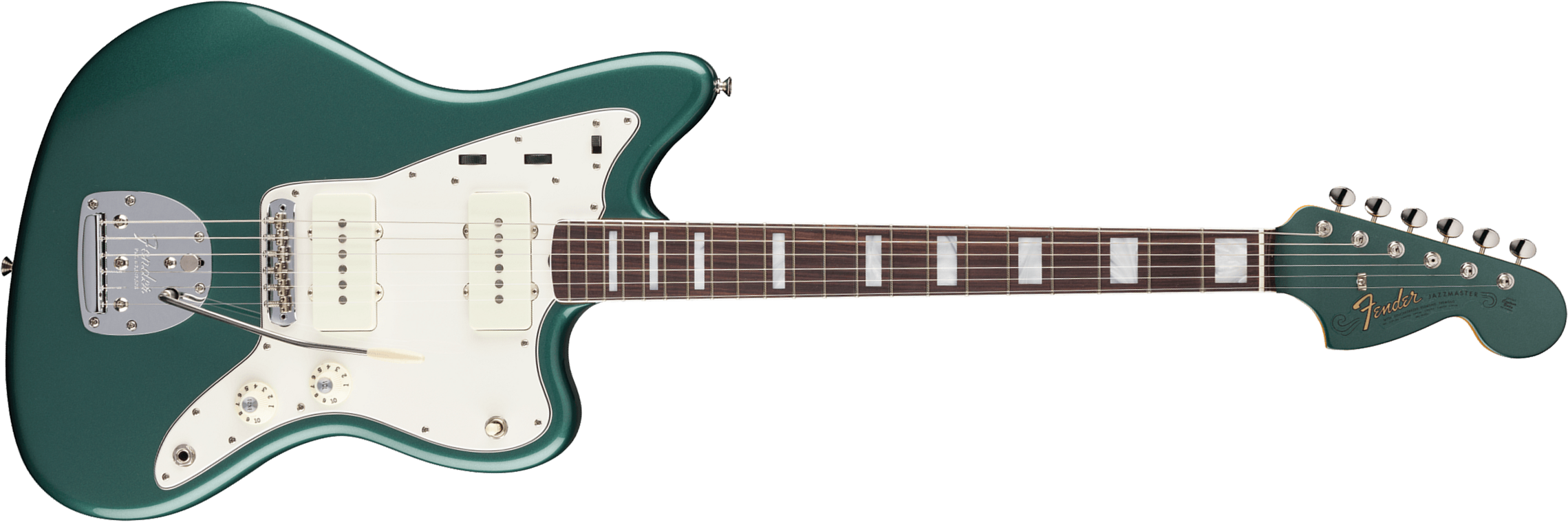 Fender Jazzmaster 1966 American Vintage Ii Usa 2s Trem Rw - Sherwood Green Metallic - Retro-Rock-E-Gitarre - Main picture