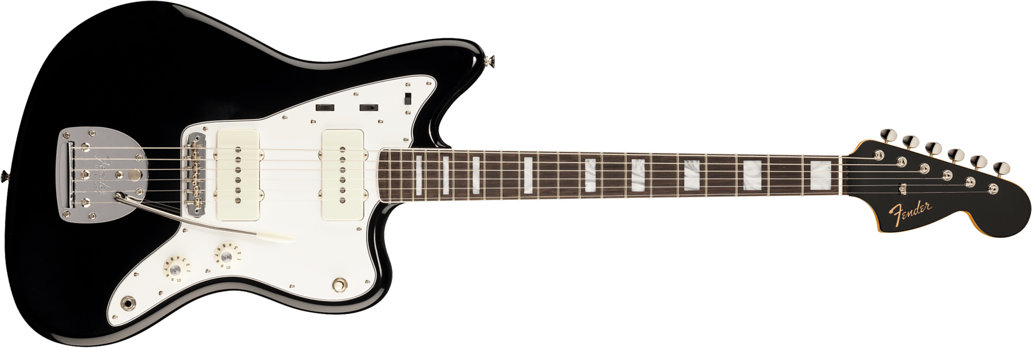 Fender Jazzmaster 1966 American Vintage Ii Usa 2s Trem Rw - Black - Retro-Rock-E-Gitarre - Main picture
