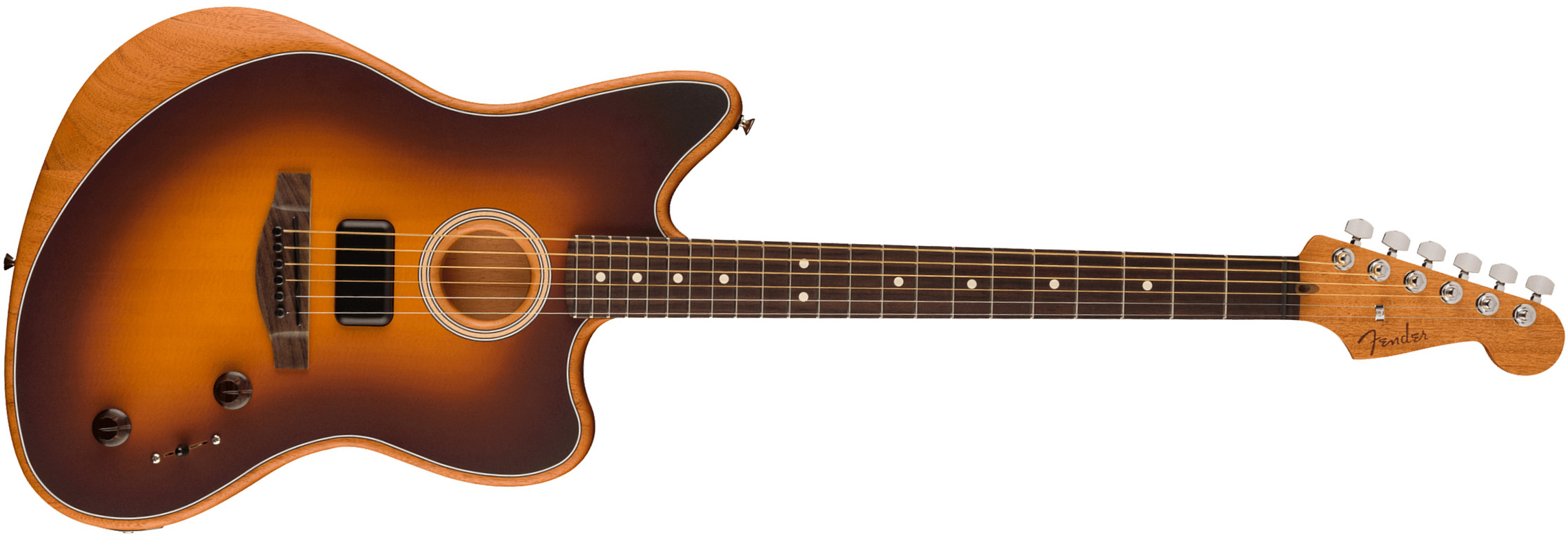 Fender Jazzmaster Acoustasonic Player Mex Epicea Acajou Rw - 2-color Sunburst - Elektroakustische Gitarre - Main picture