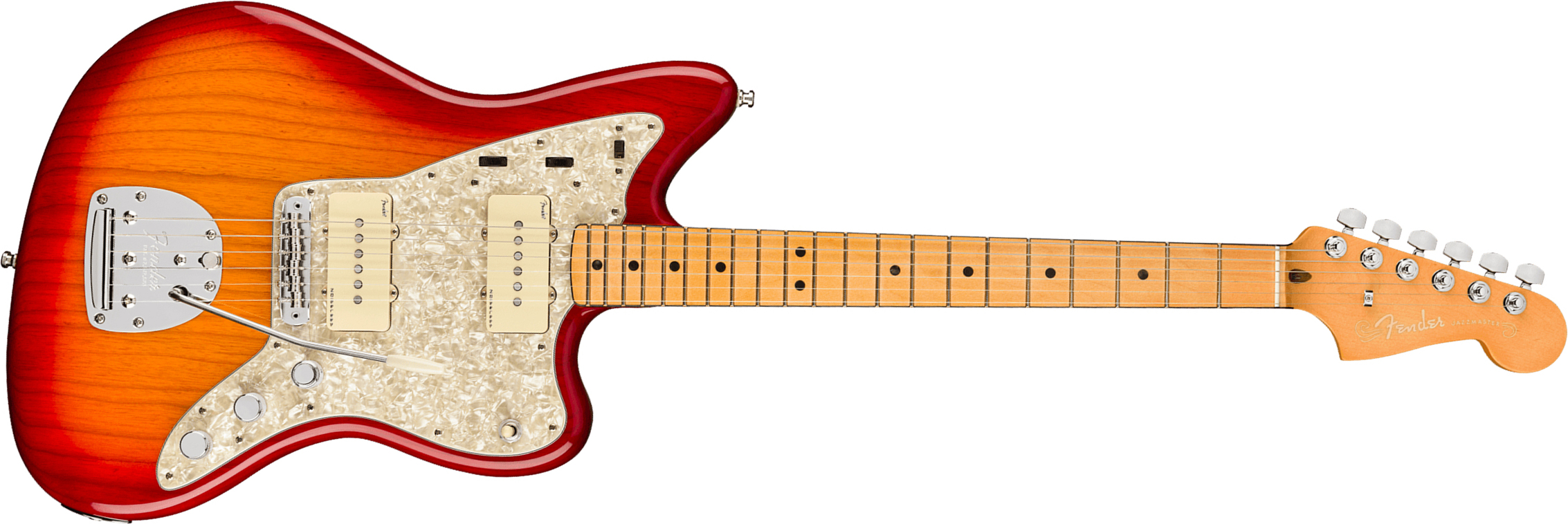 Fender Jazzmaster American Ultra 2019 Usa Mn - Plasma Red Burst - Retro-Rock-E-Gitarre - Main picture