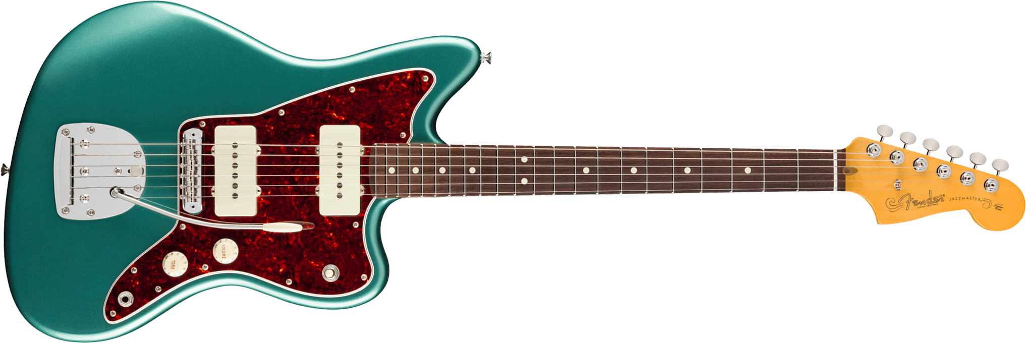 Fender Jazzmaster Classic American Pro Usa 2s Trem Rw - Faded Sherwood Green Metallic - Retro-Rock-E-Gitarre - Main picture