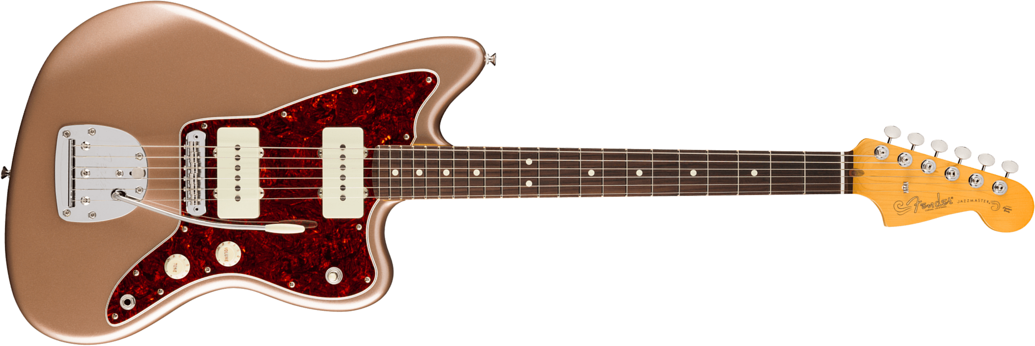 Fender Jazzmaster Classic American Pro Usa 2s Trem Rw - Faded Firemist Gold - Retro-Rock-E-Gitarre - Main picture