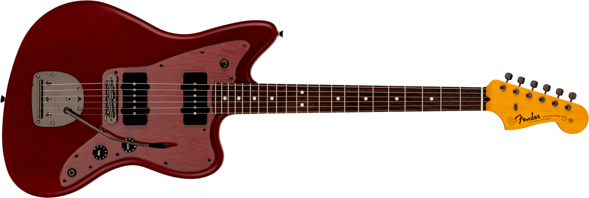 Fender Jazzmaster Hybrid Ii Mij Ltd Jap 2s Trem Rw - Matte Inferno Red - Retro-Rock-E-Gitarre - Main picture