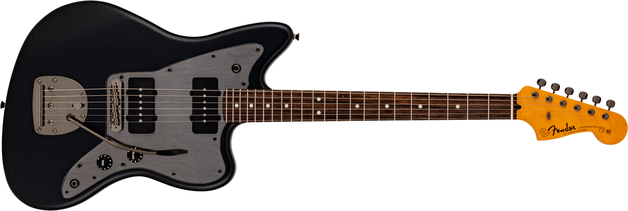 Fender Jazzmaster Hybrid Ii Mij Ltd Jap 2s Trem Rw - Matte Phantom Black - Retro-Rock-E-Gitarre - Main picture